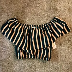 NWT Amuse Society Emerald Green Between The Lines Woven Cropped Top Size XS